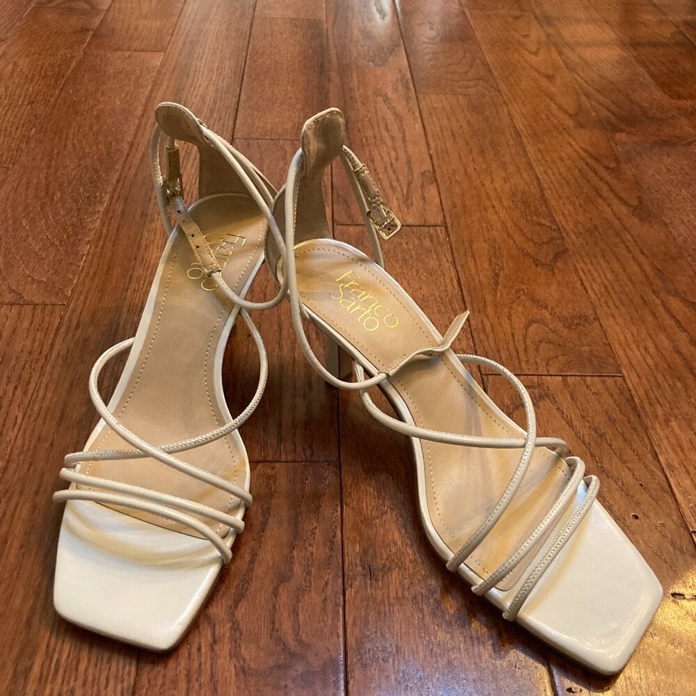 Franco Sarto strappy sandal SZ 8 ivory 2" heel